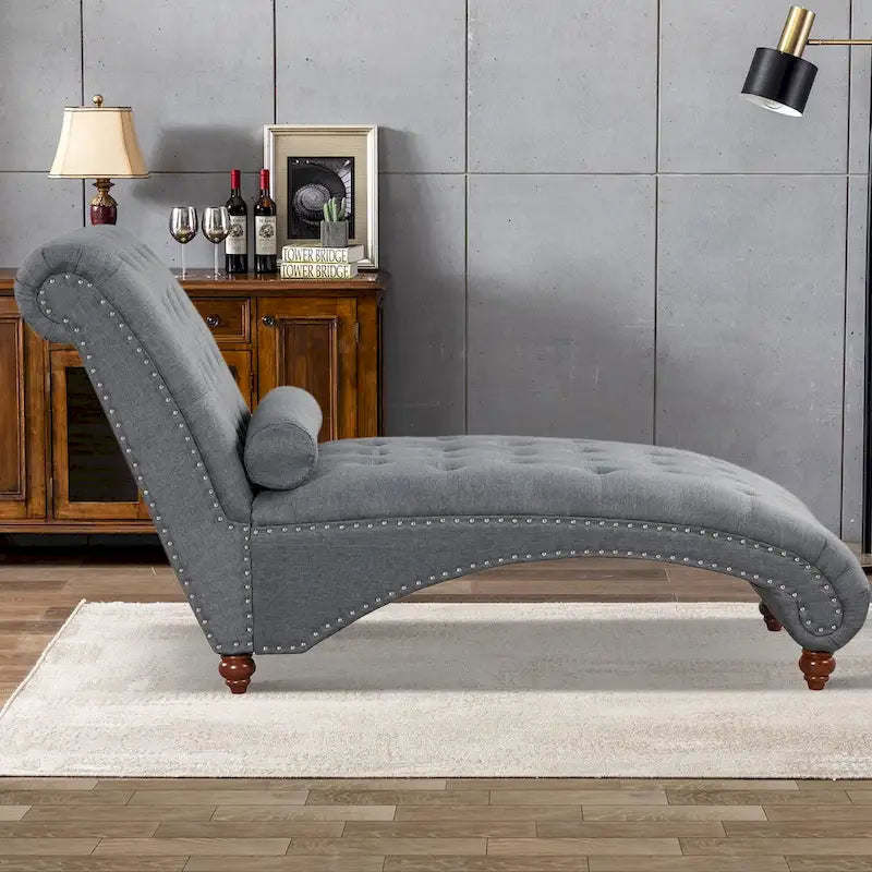 Chaise longue senza braccioli con cuscino a rullo