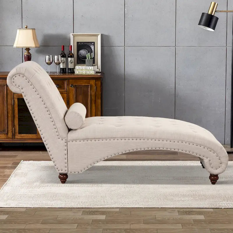 Chaise longue senza braccioli con cuscino a rullo