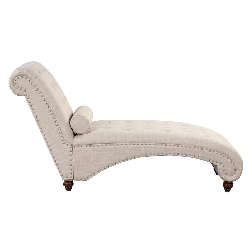 Chaise longue senza braccioli con cuscino a rullo