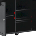 Carrello da cucina su ruote con 5 cassetti, portaspezie, portasciugamani e piano in legno di gomma