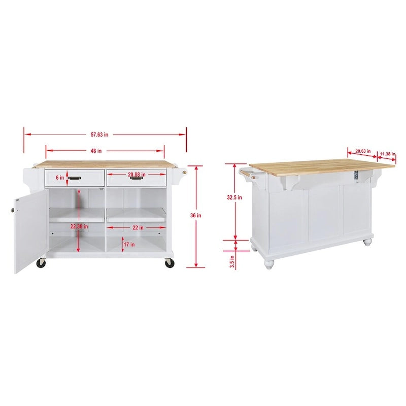 Carrello da Cucina con Isola e Contenitore