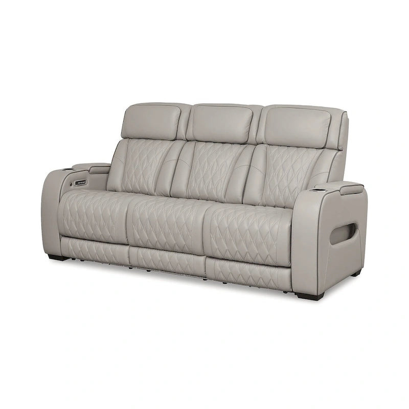 Divano reclinabile elettrico grigio con massaggio, riscaldamento e USB - 86 L x 38.5 P x 44.5 A