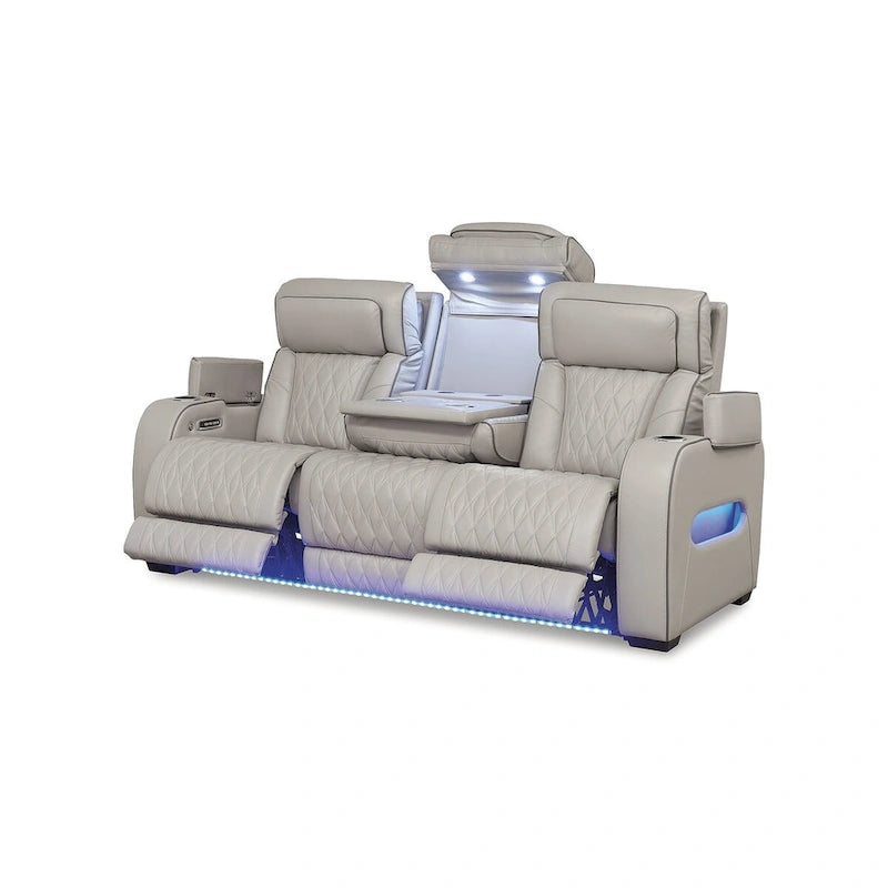 Divano reclinabile elettrico grigio con massaggio, riscaldamento e USB - 86 L x 38.5 P x 44.5 A