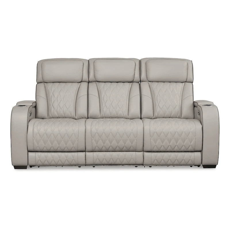 Divano reclinabile elettrico grigio con massaggio, riscaldamento e USB - 86 L x 38.5 P x 44.5 A