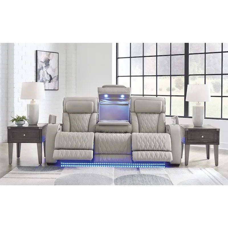 Divano reclinabile elettrico grigio con massaggio, riscaldamento e USB - 86 L x 38.5 P x 44.5 A