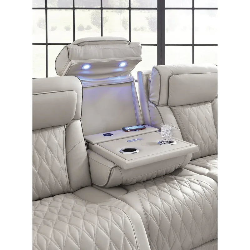 Divano reclinabile elettrico grigio con massaggio, riscaldamento e USB - 86 L x 38.5 P x 44.5 A