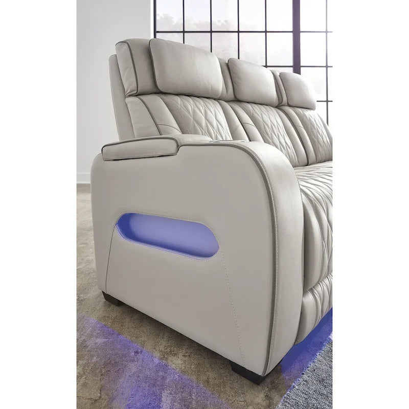 Divano reclinabile elettrico grigio con massaggio, riscaldamento e USB - 86 L x 38.5 P x 44.5 A