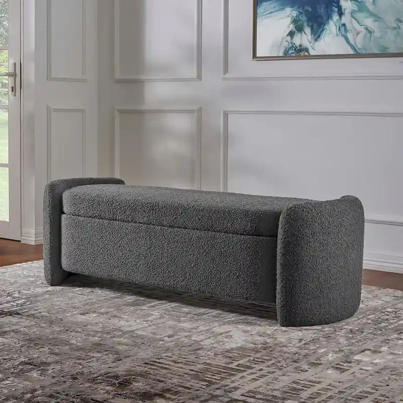 Panca Contenitore Rivestita in Bouclé