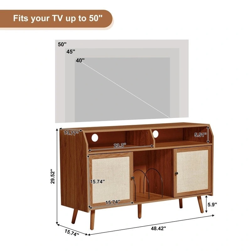 Mobile Porta Giradischi con Vano Contenitore - 123 cm L x 40 cm P x 75 cm A