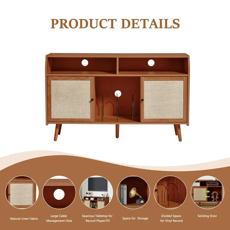 Mobile Porta Giradischi con Vano Contenitore - 123 cm L x 40 cm P x 75 cm A