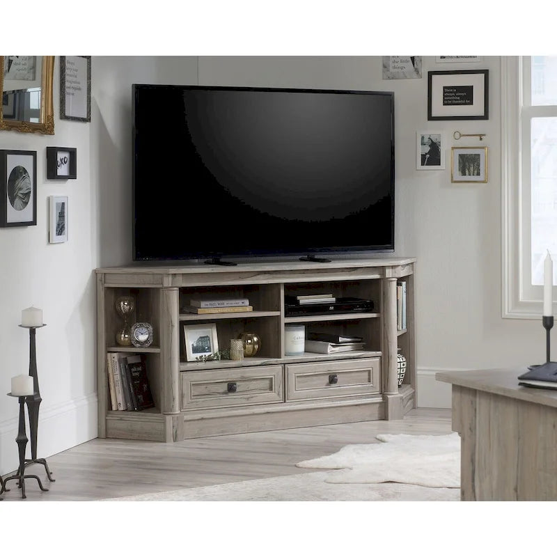 Mobile porta TV angolare con cassetti e vani portaoggetti