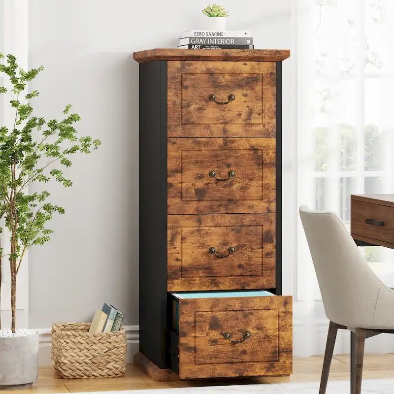 Schedario in Legno a 4 Cassetti Alto 129,5 cm per Documenti A4 / Letter