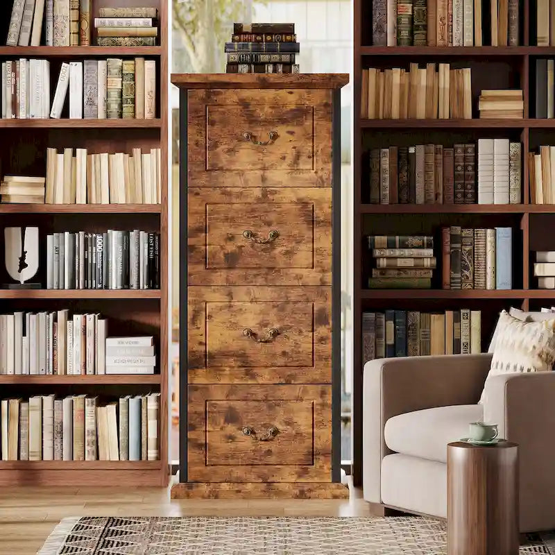Schedario in Legno a 4 Cassetti Alto 129,5 cm per Documenti A4 / Letter