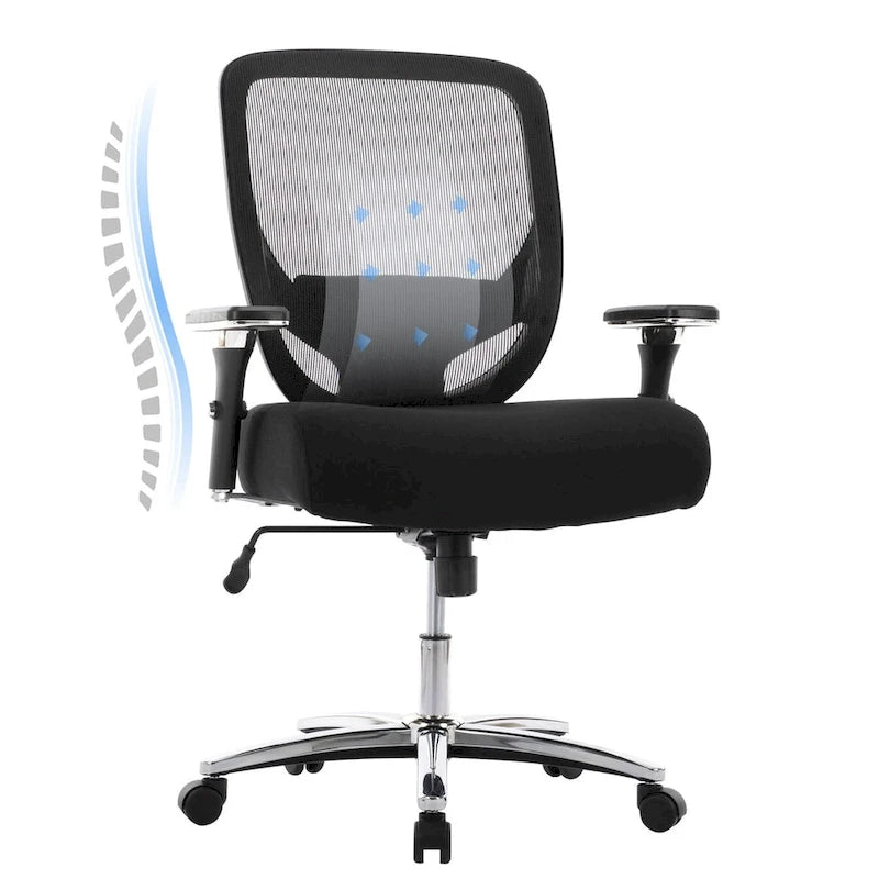 Big and Tall Heavy Duty Ergonomic Mesh Office Chair 500lbs with Wide Thick Seat