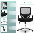 Sedia da ufficio ergonomica con sedile ampio, braccioli 4D e supporto lombare