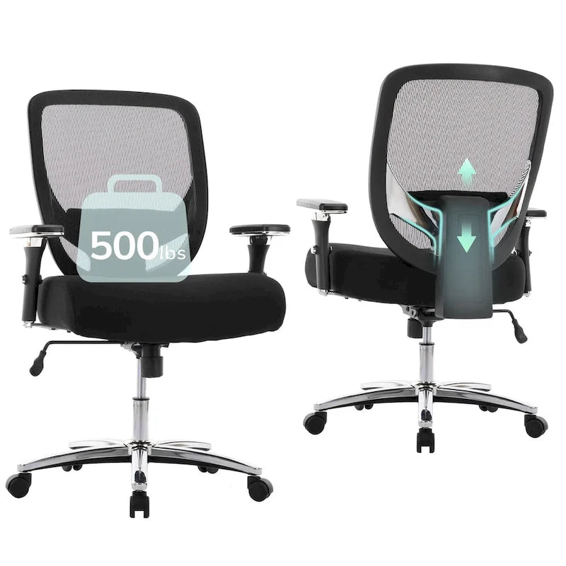 Sedia da ufficio ergonomica con sedile ampio, braccioli 4D e supporto lombare