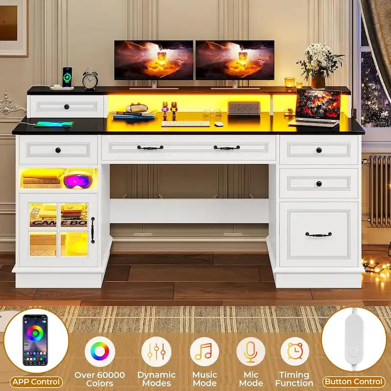 Scrivania direzionale con cassetti e mobile contenitore