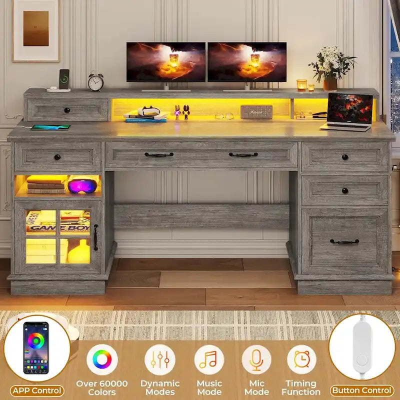 Scrivania direzionale con cassetti e mobile contenitore
